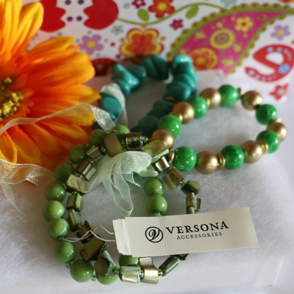 New! Boho Bracelets Stone & Bead Multi Stretch Set - Picture 3 of 3